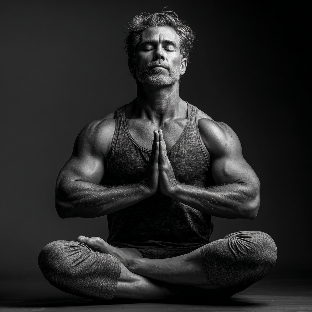 Портрет досвідченого інструктора йоги в медитативній позі